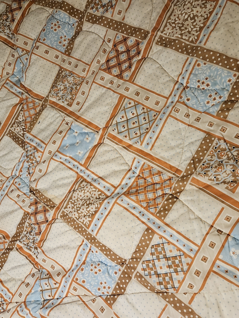 Vintage Sleeping Bag W/ Patchwork Pattern & Snaps